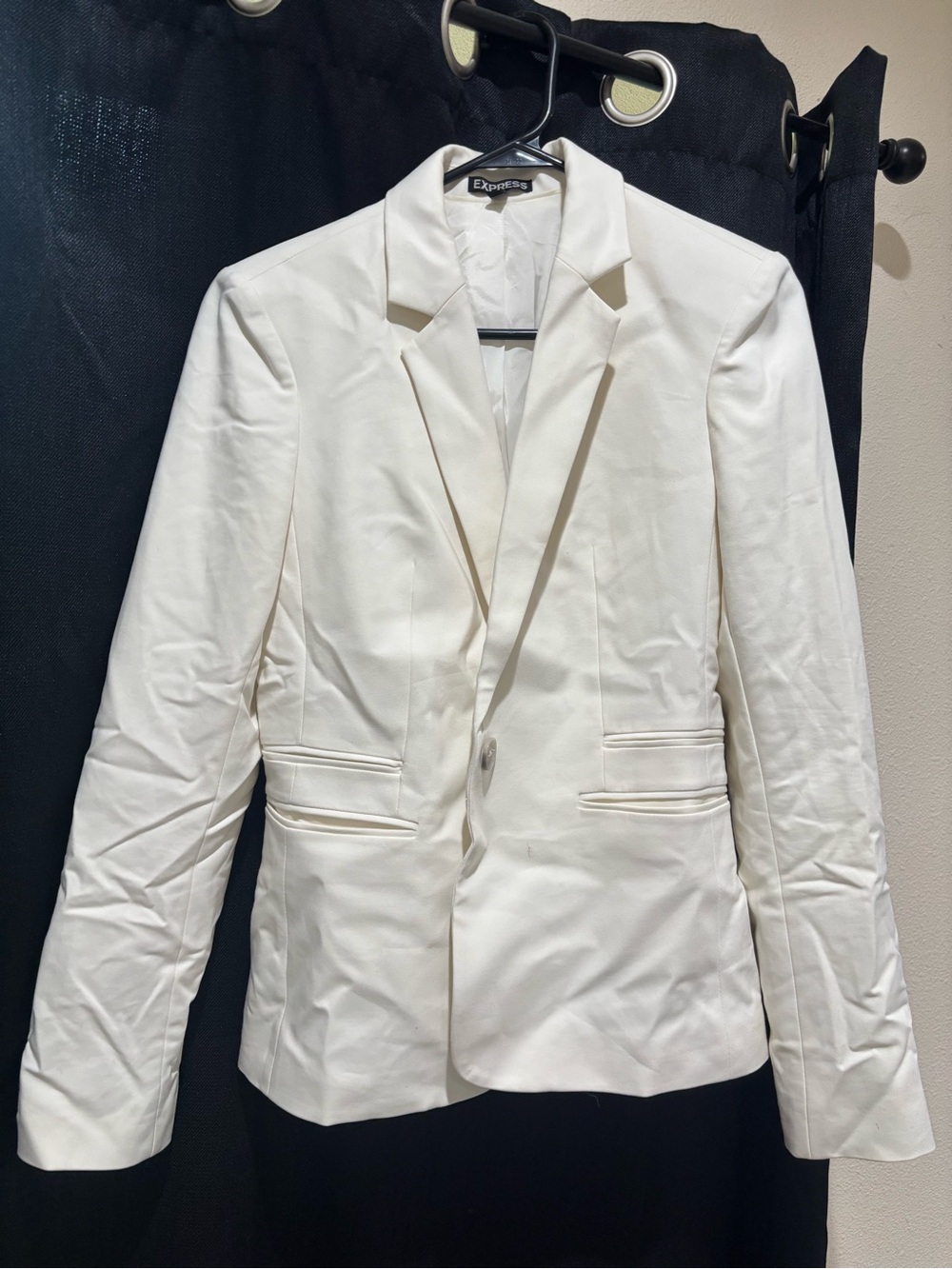 Express White Single-Button Tailored Blazer